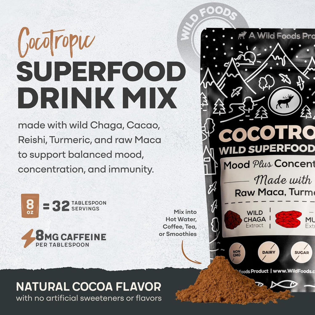 Cocotropic & Salt Duo: Wild Cocotropic Mushroom Cacao & Wild Himalayan Pink Salt (16oz Each)
