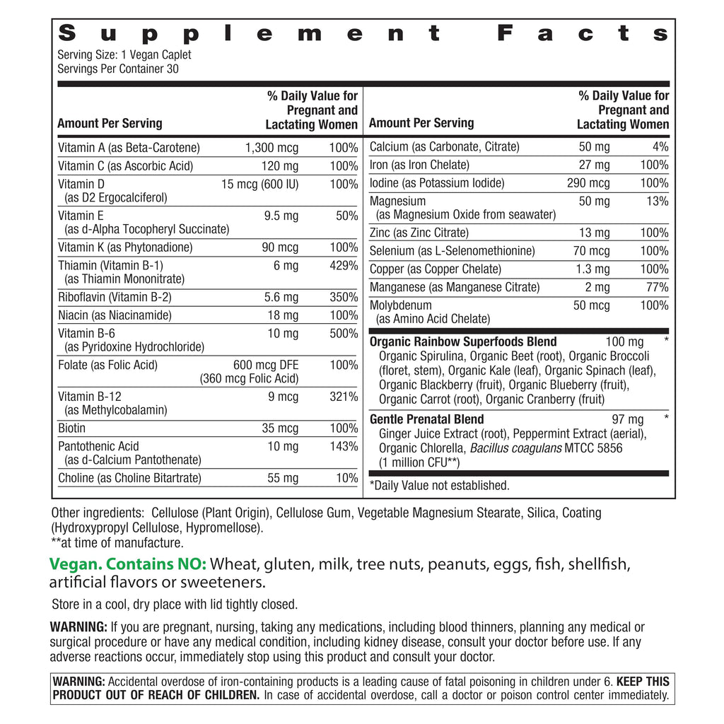 Rainbow Light Prenatal Multivitamin One + for Women | 60 Caplets | Essential Nutrition for Mom & Baby | Real Food Nutrients | Prenatal Botanical & Probiotic Blend | Essential Nutrition for Mom & Baby | Real Food Nutrients | Prenatal Botanical & Probiotic