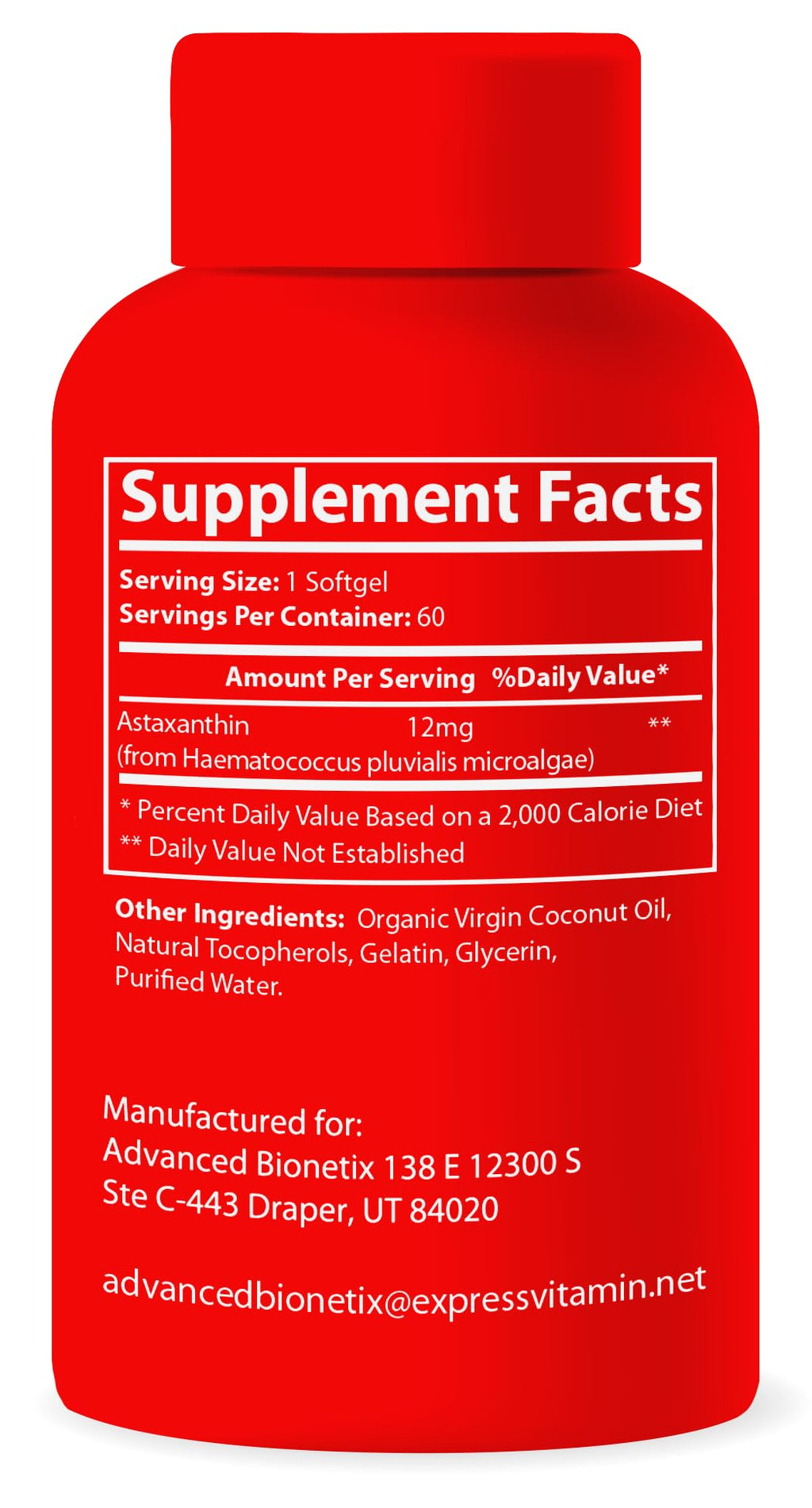 Advanced Bionetix Triple Strength AstaQuil™ Astaxanthin 12mg High Bioavailability Formula, 60 Softgels Organic Coconut Oil for Enhanced Absorption. Powerful Antioxidant for Eye, Joint & Heart Health - PrimeBioHealth - canada supplements