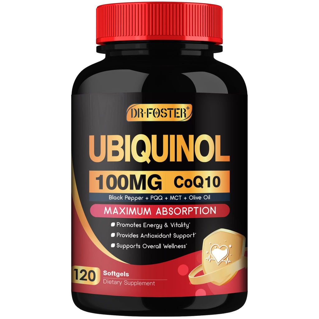 DRFOSTER CoQ10 100mg Ubiquinol - Coenzyme Q10 Co Q 10 Supplement Cq10 with PQQ & Vitamin E & Black Pepper - 120 Count - PrimeBioHealth - canada supplements