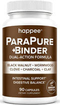 Happee ParaPure Cleanse with Binder for Humans, Intestinal Support, 2-in-1 | Wormwood, Black Walnut, Clove with Charcoal Binder for Digestive Balance (No Stack Needed) 90 Capsules - PrimeBioHealth - canada supplements