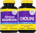 InnovixLabs Choline & Magnesium Bundle Choline Bitartrate 550mg (100 Capsules) Advanced Magnesium (150 Capsules). Supports Memory, Mood, Brain Health & Boost Cognitive.* - PrimeBioHealth - canada supplements