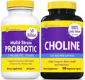 InnovixLabs Choline & Multi Probiotic Bundle Choline Bitartrate 550mg (100 Capsules) Multi Strain Probiotics (60 Capsules). Supports Memory, Mood, Brain Health & Boost Cognitive.* - PrimeBioHealth - canada supplements