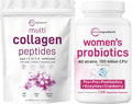 Micro Ingredients 8-in-1 Multi Collagen Powder & Women’s Probiotics 100 Billion CFU Veggie Capsules | 2 Pack | Hydrolyzed Peptides + Hyaluronic Acid & Vitamin C | 40 Strains + Cranberry & D-Mannose - PrimeBioHealth - canada supplements