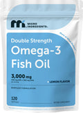Micro Ingredients Omega 3 Fish Oil Supplements 3,000mg Per Serving, 240 Softgels | Lemon Flavored – Burpless | EPA 540mg + DHA 360mg | Deep Sea Fish - PrimeBioHealth - canada supplements