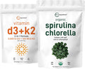Micro Ingredients Organic Chlorella Spirulina 3000mg Tablets & Vitamin D3 5000iu + K2 100mcg Bundle 2 Pack | Cracked Cell Wall, Rich in Vegan Protein & Chlorophyll | Essential Sunshine Vitamins - PrimeBioHealth - canada supplements