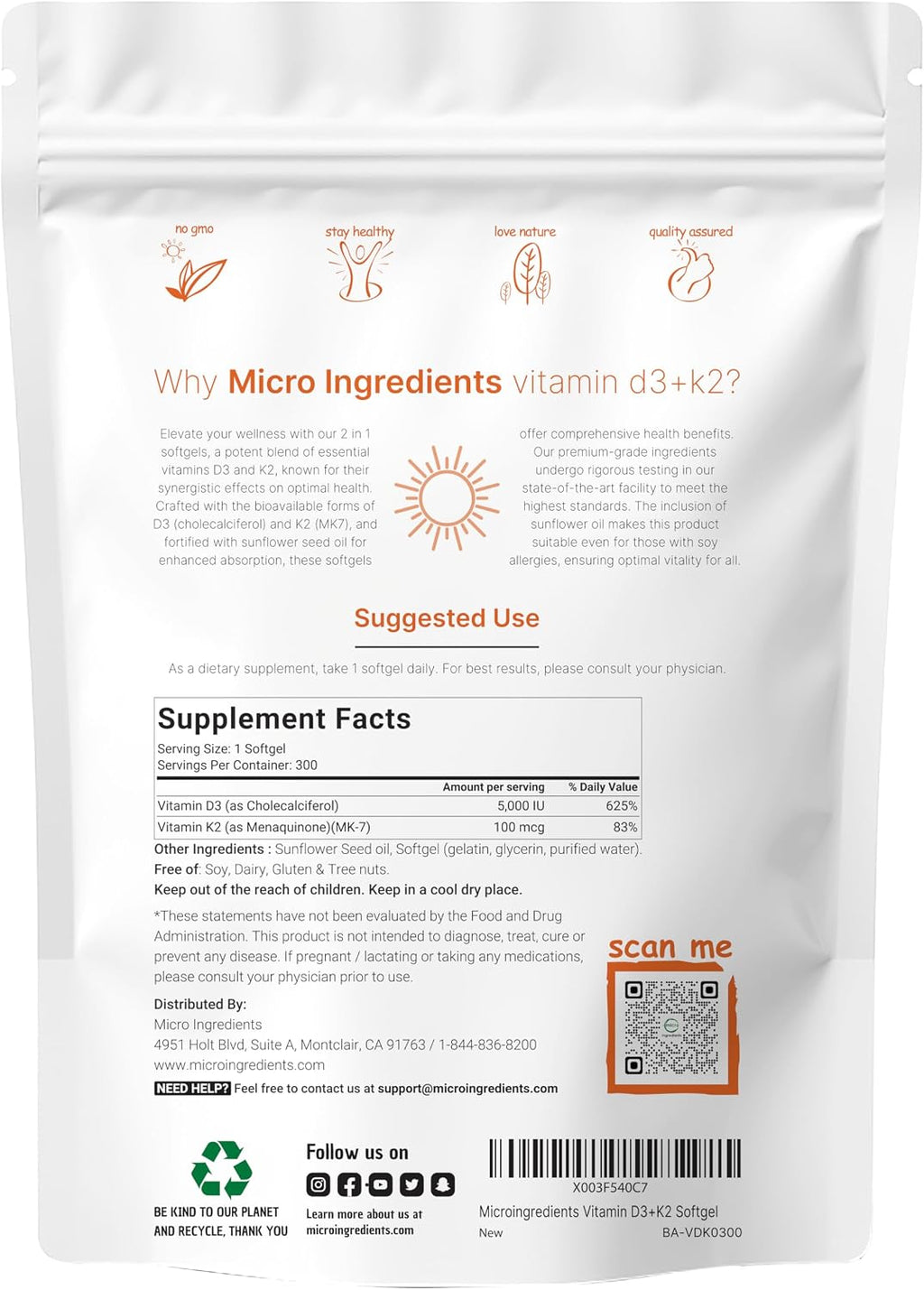 Micro Ingredients Organic Chlorella Spirulina 3000mg Tablets & Vitamin D3 5000iu + K2 100mcg Bundle 2 Pack | Cracked Cell Wall, Rich in Vegan Protein & Chlorophyll | Essential Sunshine Vitamins - PrimeBioHealth - canada supplements