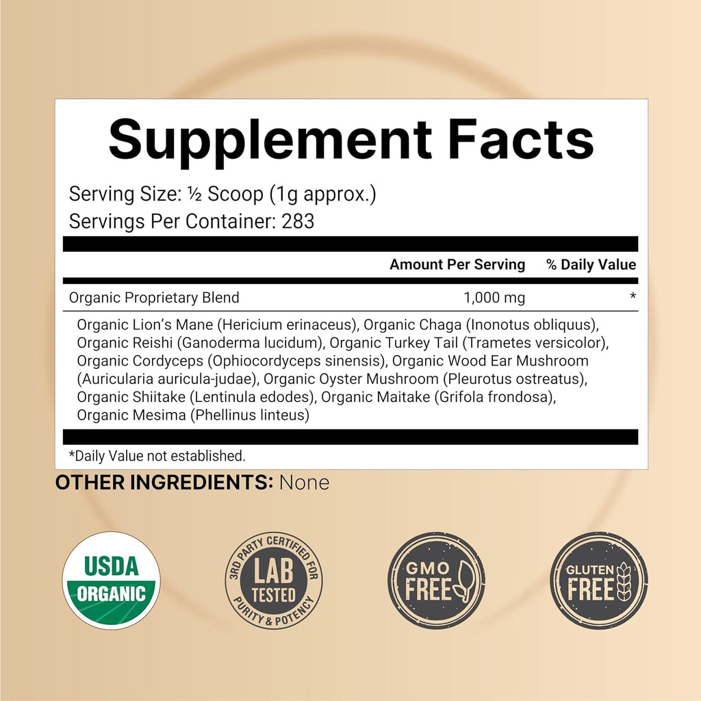 NatureBell Magnesium Glycinate Capsules 500mg & Myco Guardians 10 in 1 Mushroom Powder 10oz Bundle Pack | Chelated & Purified Mineral | Immune Booster & Brain Health Support - PrimeBioHealth - canada supplements