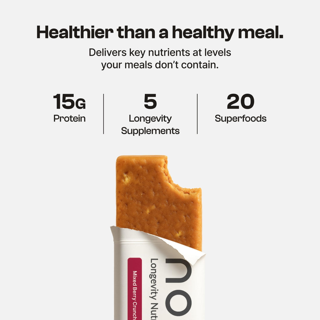 Novos Longevity Protein Bar | 15g Protein, 20 Superfoods, 5 Longevity Ingredients for Men & Women | Supports Skin, Mind & Mood | Mixed Berry Crunch (12-Pack) - PrimeBioHealth - canada supplements