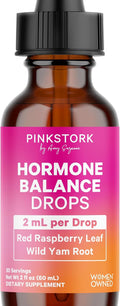 Pink Stork Hormone Balance Drops for Women - 2oz, 30 Servings | Supports Hormonal Health, PMS, Perimenopause & Mood, with Red Raspberry Leaf & Wild Yam - Liquid Supplement - Vegan - PrimeBioHealth - canada supplements