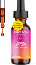 Pink Stork Liquid Folate Drops – 5-MTHF Methylfolate B9 Vitamin | Liquid Folic Acid Alternative for Women | Prenatal Folate, Non-GMO, Vegan, Sublingual Methylfolate Supplement | 2 fl oz - PrimeBioHealth - canada supplements