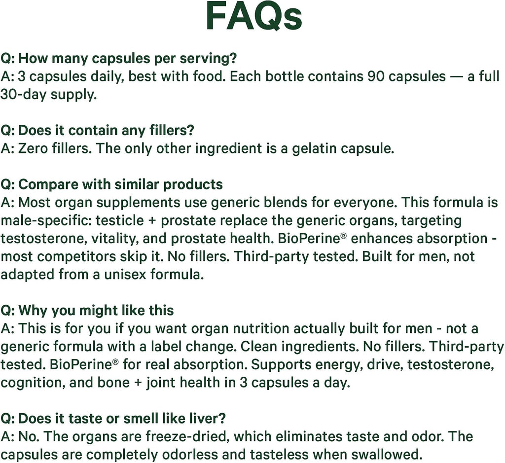 Pink Stork Men's Beef Organ Complex, Bioavailable Superfoods, 30 Servings | Grass-Fed, Grass-Finished Beef Liver, Testicle, Prostate + Bone Marrow | Supports Energy, Vitality + Men's Health - PrimeBioHealth - canada supplements