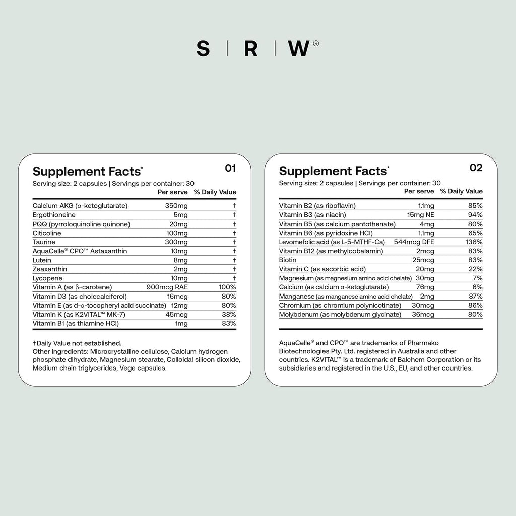 SRW Cel Essential | Wellness Supplement for Healthy Aging and Longevity | Supports Energy, Mental Performance + Muscle Health | 17 Vitamins & Minerals | Suitable for All Ages | 60 Capsules - PrimeBioHealth - canada supplements