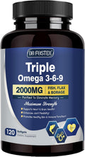 Triple Omega 3-6-9 Fish Oil 2000mg with Vitamin E - EPA & DHA Fatty Acids Supplement - Supports Heart, Brain, Eye, Joint, Skin & Immune Health - Includes Flaxseed & Borage, Non-GMO, 120 Softgels - PrimeBioHealth - canada supplements