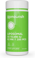 UpNourish Liposomal D3 K2 Vitamin 10000 IU D3 and K2 MK-7 200 mcg - 365 Vitamin D3 k2 (Vitamina D3 con K2) Mini Softgels - Easy to Swallow K2 D3 Vitamin Supplement - PrimeBioHealth - canada supplements