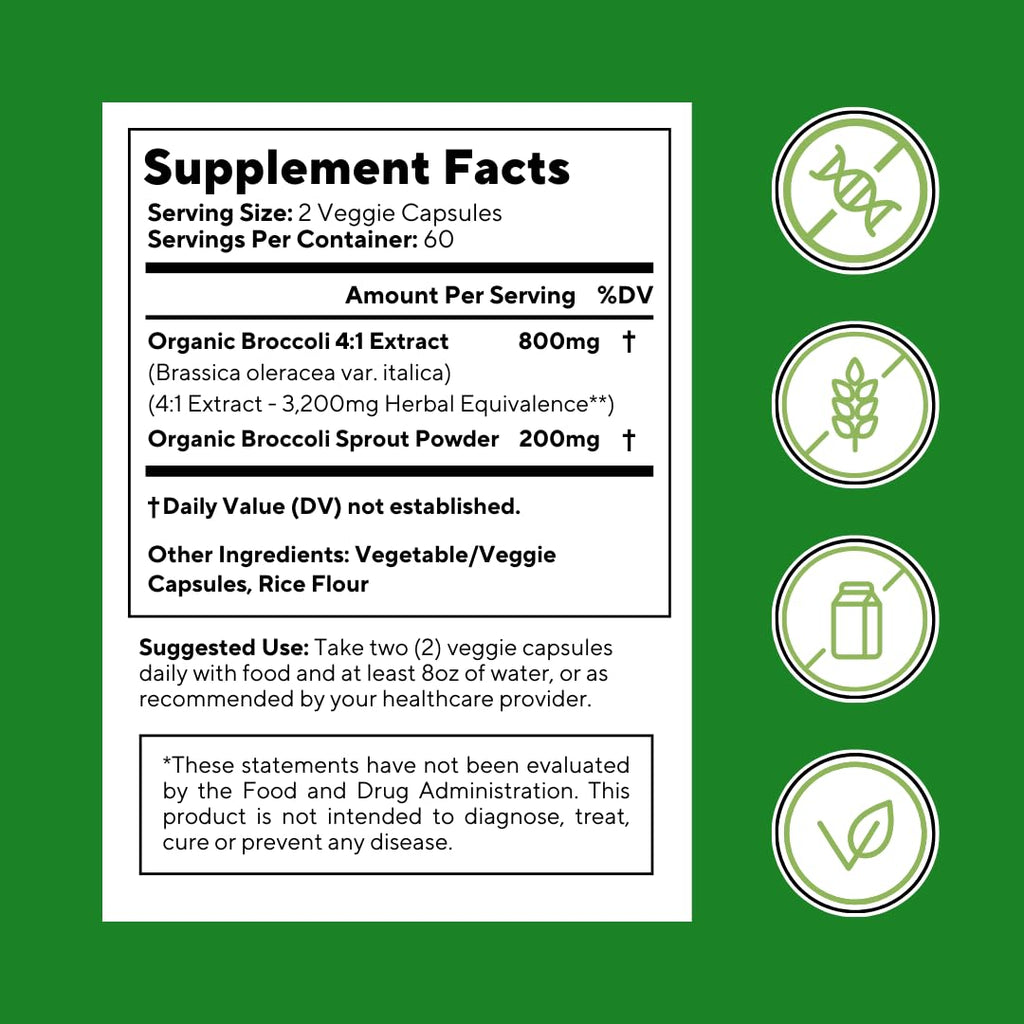 Vitapia Organic Broccoli Sprout & Broccoli Extract for Sulforaphane, Antioxidant, Brain, Skin, Heart Health Support - 120 Veggie Capsules - Non-GMO, Gluten-Free, Vegan-Friendly Supplement - PrimeBioHealth - canada supplements