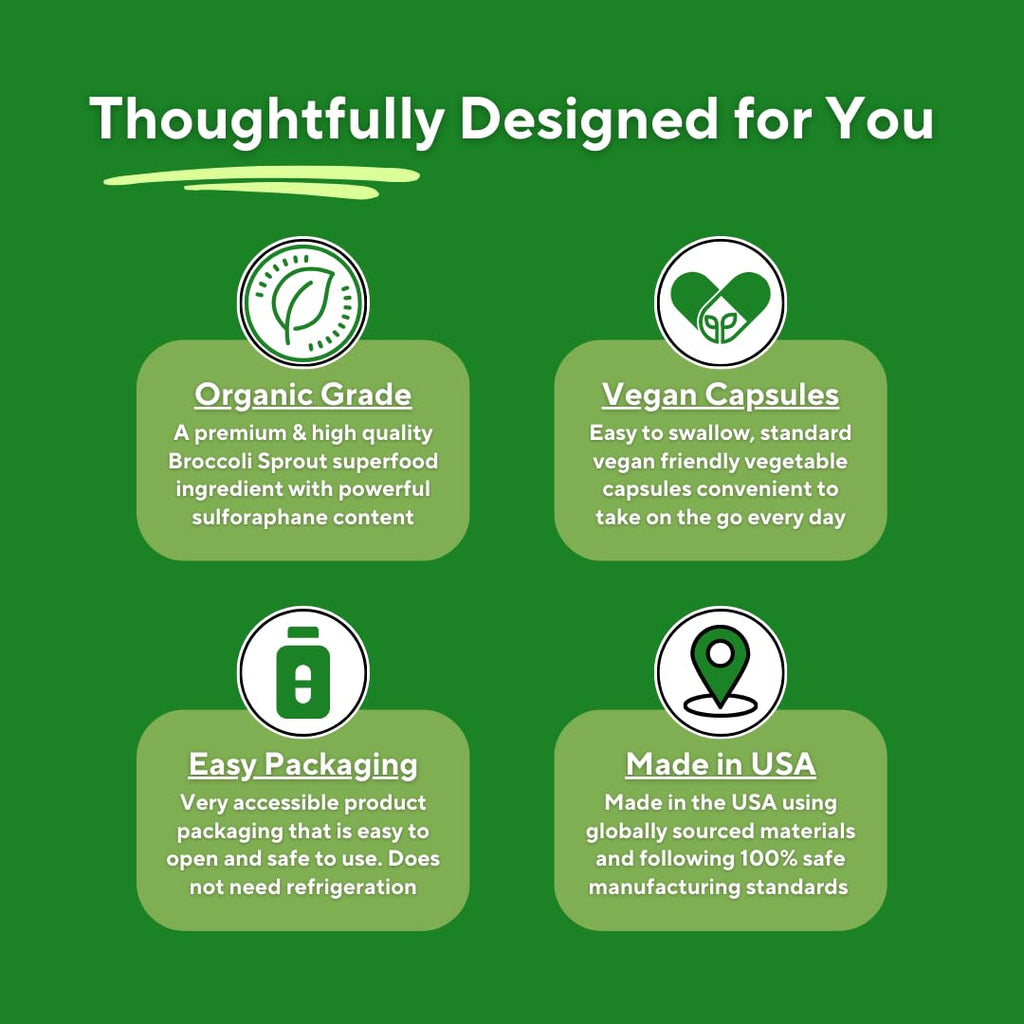 Vitapia Organic Broccoli Sprout & Broccoli Extract for Sulforaphane, Antioxidant, Brain, Skin, Heart Health Support - 120 Veggie Capsules - Non-GMO, Gluten-Free, Vegan-Friendly Supplement - PrimeBioHealth - canada supplements