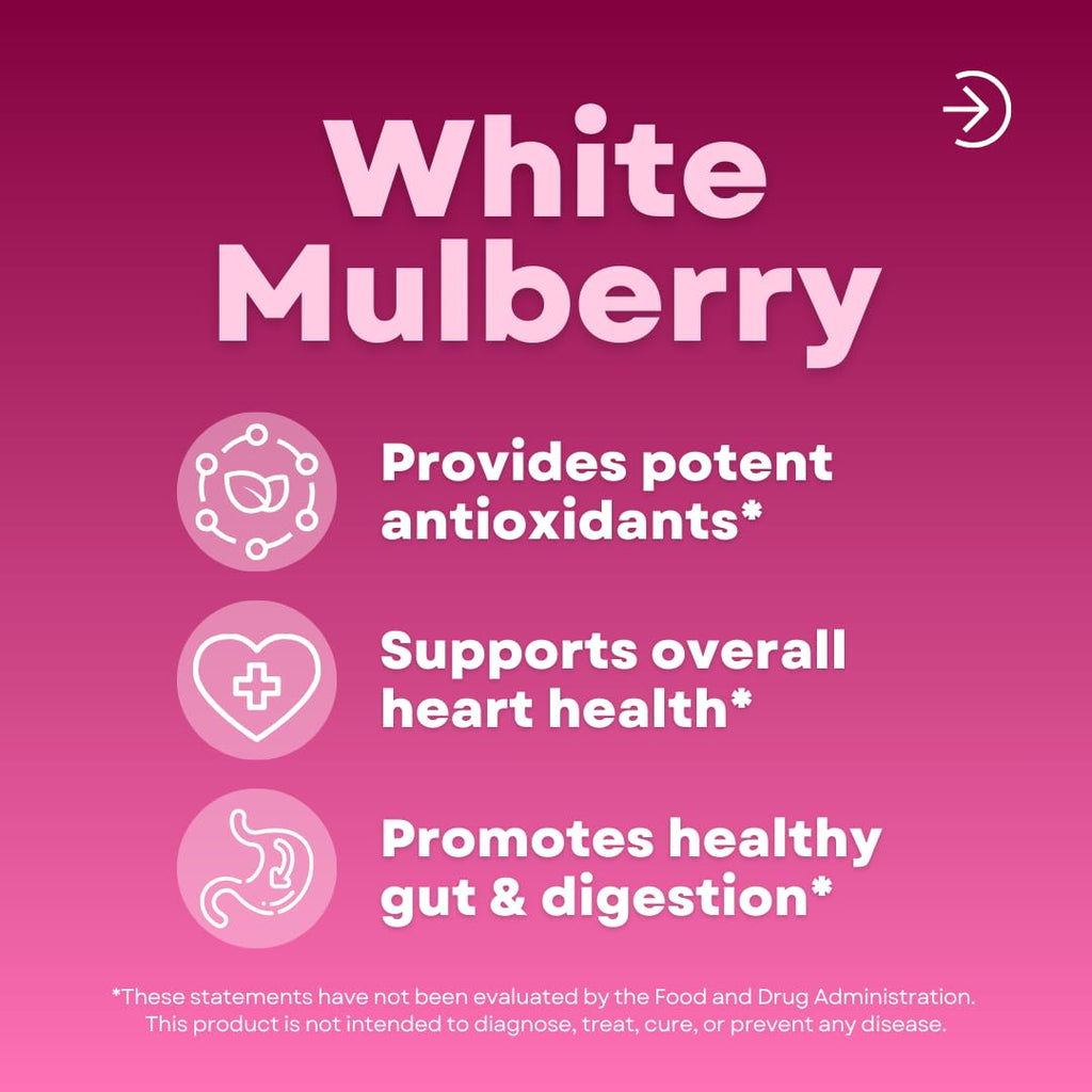 White Mulberry Leaf Extract 1000mg - 12:1 Morus Alba Extract - Antioxidant, Heart Health, Overall Metabolism Support - 180 Veggie Capsules - Non GMO, Gluten Free, Vegan Friendly Supplement - PrimeBioHealth - canada supplements